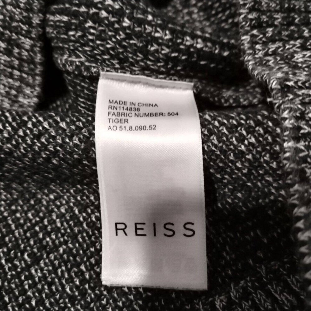 Reiss Jumper Mens XS Tiger Grey Chunky Tight Knit Contrasting Trim Crew Heavy - Picture 3 of 13